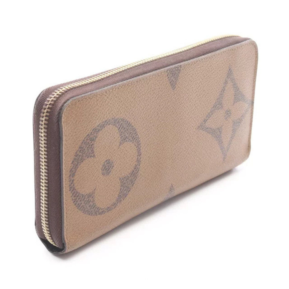 Louis Vuitton Giant Leather Monogram Brown Long Reverse Round Zippy Wallet Brown